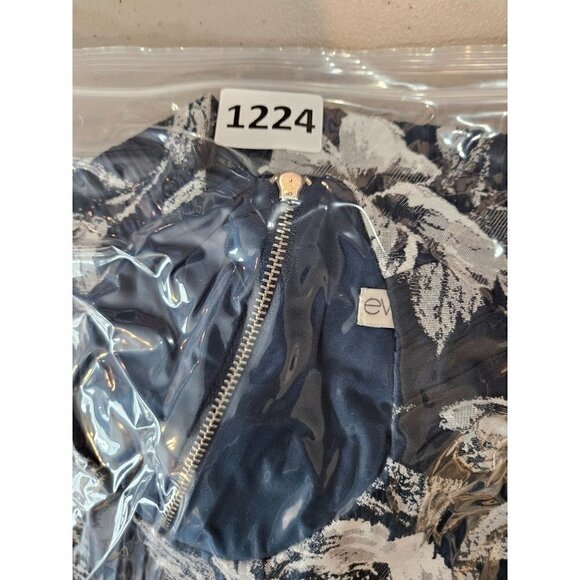 Eva Mendes Cut Out Dress Size 4 Crinkle Textured Floral Stretch Umbrella Blue - Picture 15 of 15